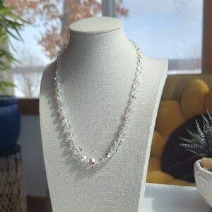 Vintage Aurora Borealis Crystal Necklace 18"